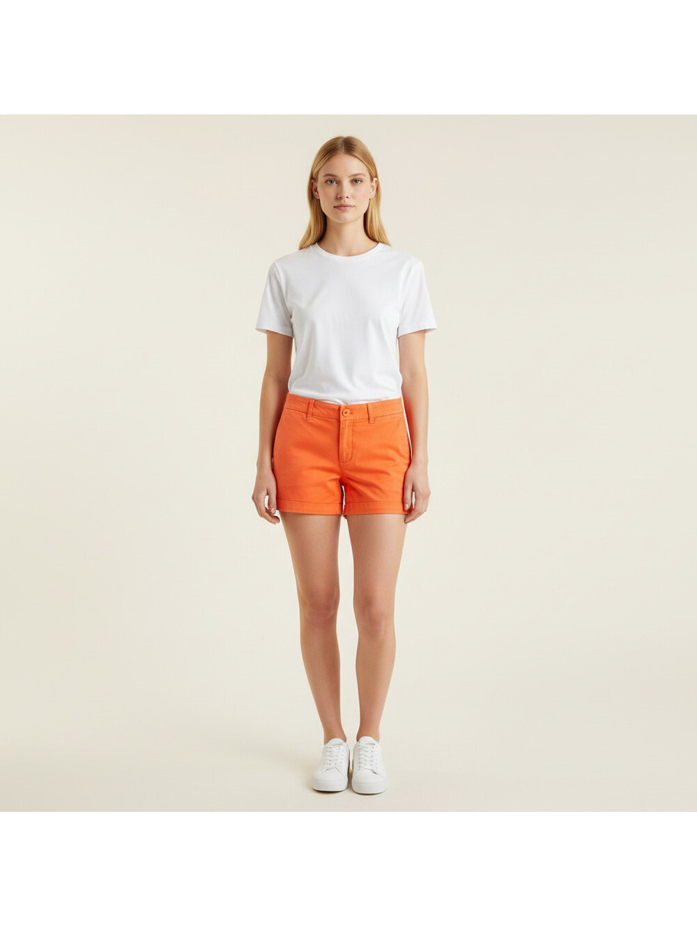 Gap Shorts Women 6 Orange Mid Rise Khakis Pockets Cotton Stretch Casual Solid